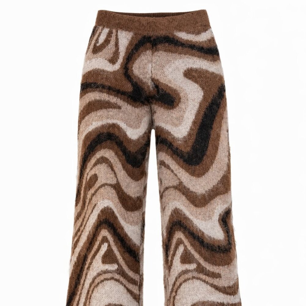 NWOT - Twenty Montreal Spectrum Swirl Mohair Wide Leg Sweater Pants - Size Small